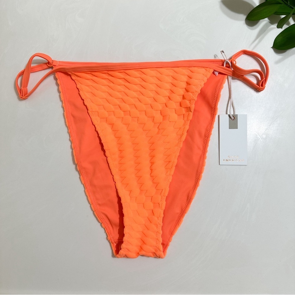 Good American Perfect Fit Jacquard Orange Cream Bikini Bottom - Picture 3 of 5